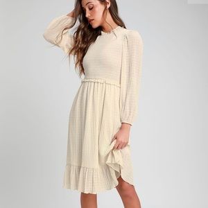 Lulu’s Whenever I’m With You Cream Midi Dress